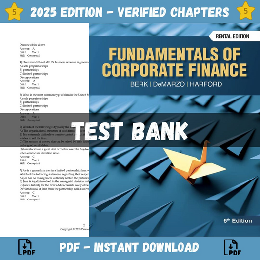 Test bank - Fundamentals of Corporate Finance 6th Edition (Jonathan Berk, 2024)