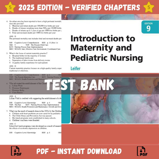 Test bank For Introduction to Maternity and Pediatric Nursing 9th Edition