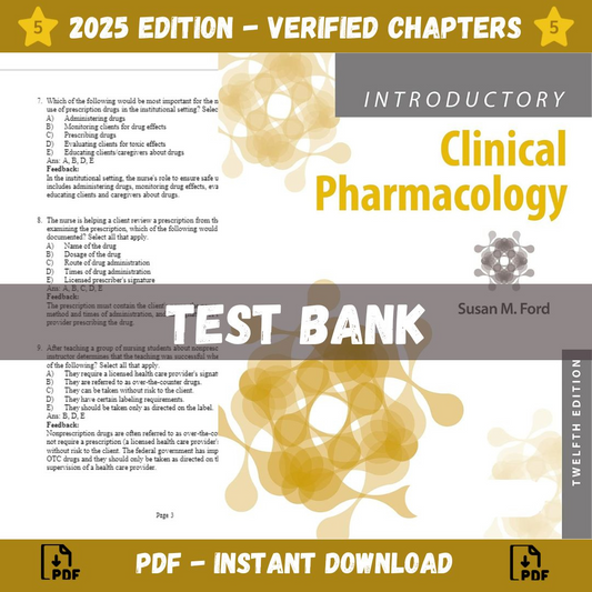 Test bank - Introductory Clinical Pharmacology 12th Edition (Ford, 2022)
