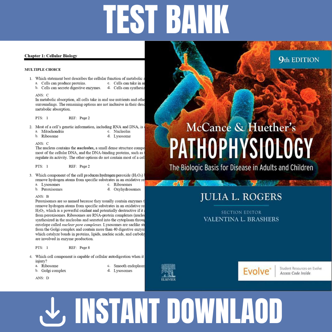 Test bank For- McCance & Huether’s Pathophysiology, 9th Edition By (Julia Rogers, 2023)
