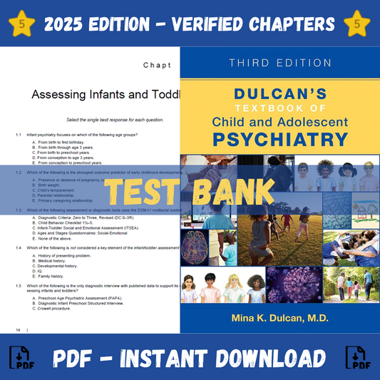 Test Bank -  Dulcan's Textbook of Child and Adolescent Psychiatry, 3rd Edition (Mina K. Dulcan, 2021)