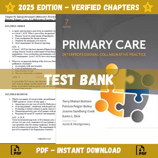 Test Bank - Primary Care Interprofessional Collaborative Practice 7th Edition (Terry Mahan Buttaro)