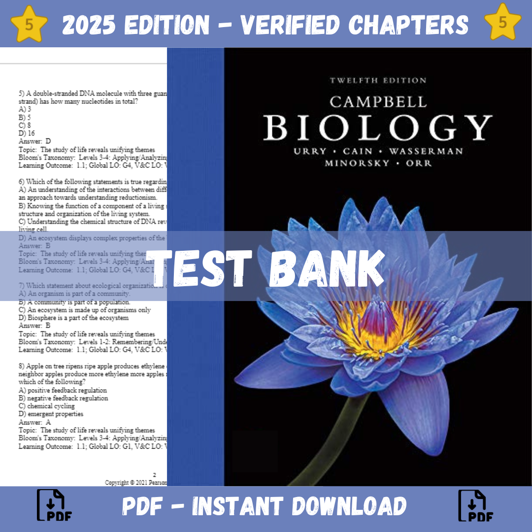 Test bank - Campbell Biology 12th Edition (Urry, 2021)