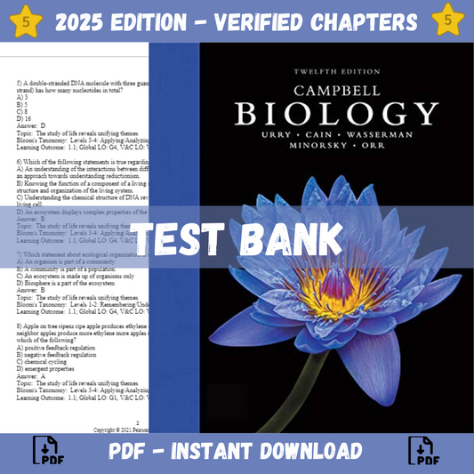 Test bank - Campbell Biology 12th Edition (Urry, 2021)