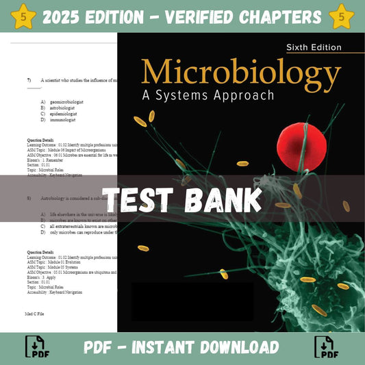 Test bank - Microbiology A Systems Approach 6th Edition ( Cowan, 2021)