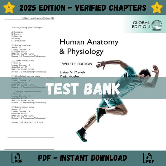 Test Bank – Human Anatomy & Physiology, 12th Global Edition (Marieb, 2023)